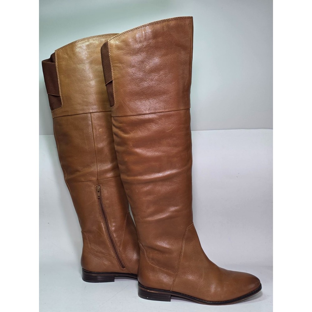 ALDO Fudge-28 Knee High Women's Boots Size 9 Brown Cognac Leather Tall Zip Shoes